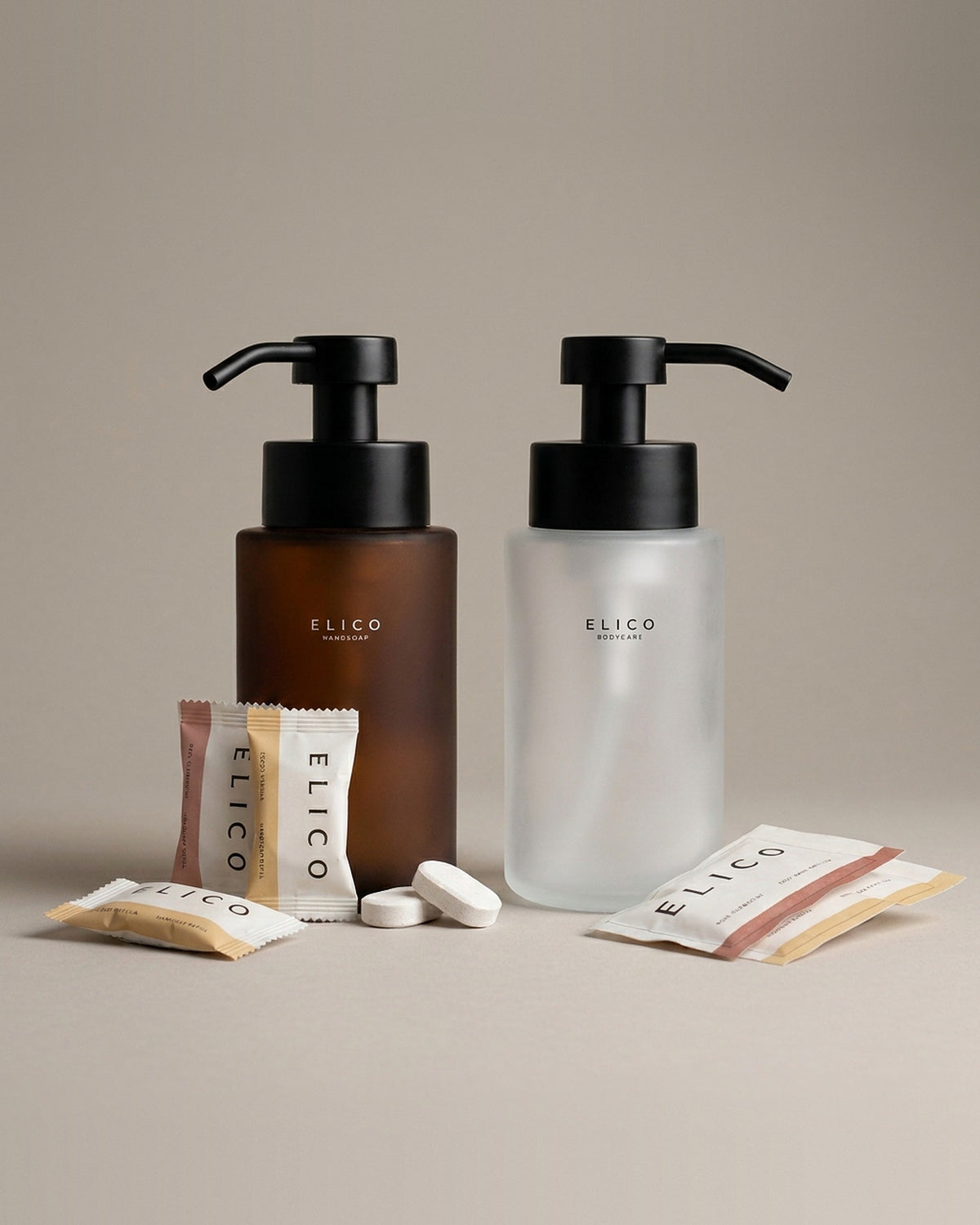 Hand and Body duo: dispenser för handtvål och body wash i glas med refills